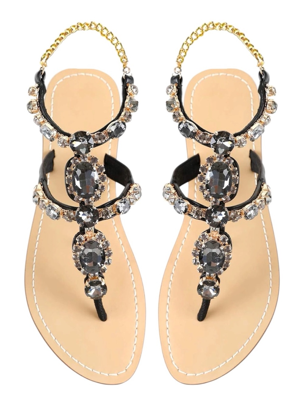 ZhuLinFeng Women'S Rhinestone Gladiator black Sandals size 11